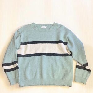 LUSH x Anthropologie Cozy Mint Color-block Crewneck Sweater
